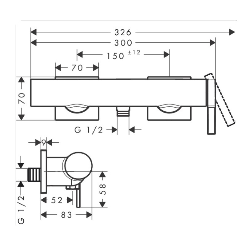 Hansgrohe TECTURIS E смеситель для душа, однорычажный, цвет хром, (73620000)