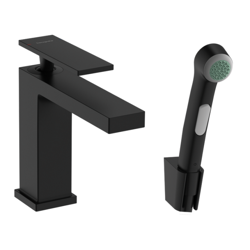 Hansgrohe TECTURIS S змішувач для умивальника 110, одноважільний, з гігієнічною лійкою, колір чорний матовий, (73210670)