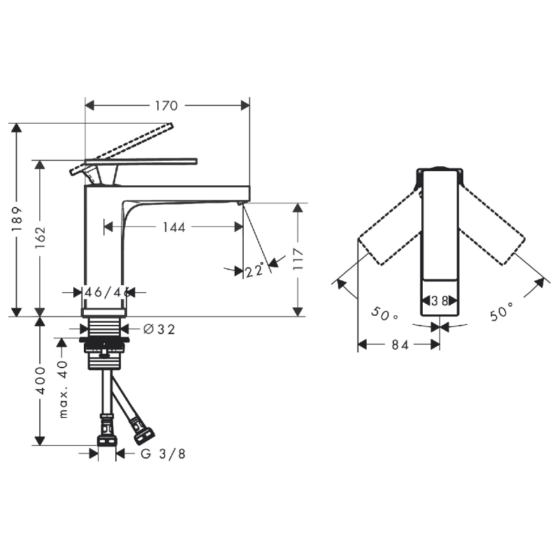 Hansgrohe TECTURIS E змішувач для умивальника 110, одноважільний,хром, (73011000)