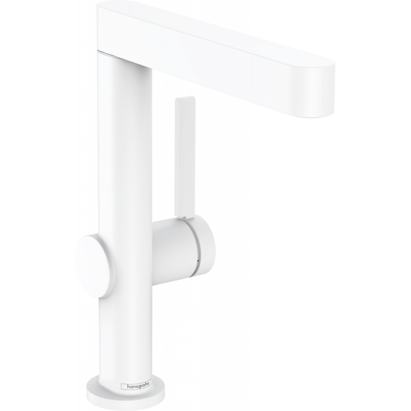 Hansgrohe FINORIS змішувач для умивальника 230, з поворотним виливом, зі зливним гарнітуром push-open, білий матовий, (76060700)