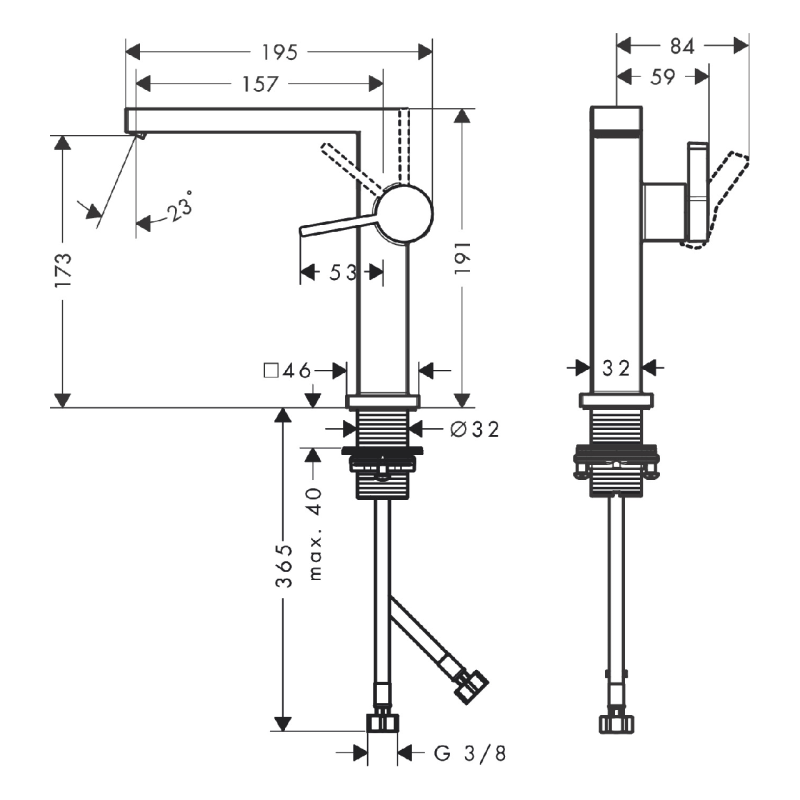 Hansgrohe TECTURIS E смеситель для умывальника 150, однорычажный,CoolStart, push-open, цвет белый матовый, (73040700)