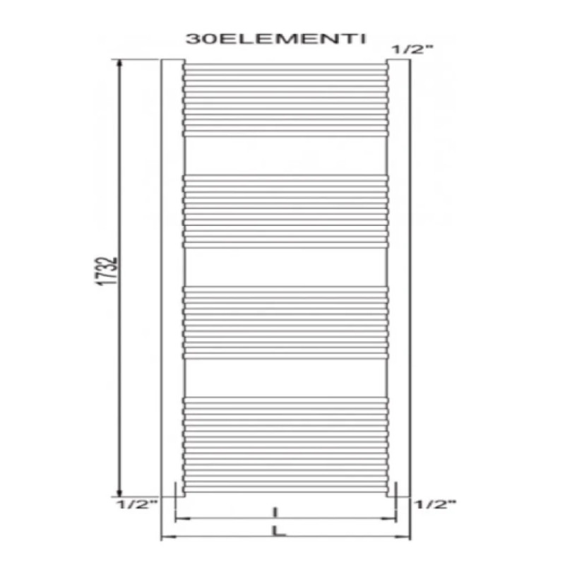 CORDIVARI Полотенцесушитель RDT Lisa 22 550/1800 белый (3551646101015)