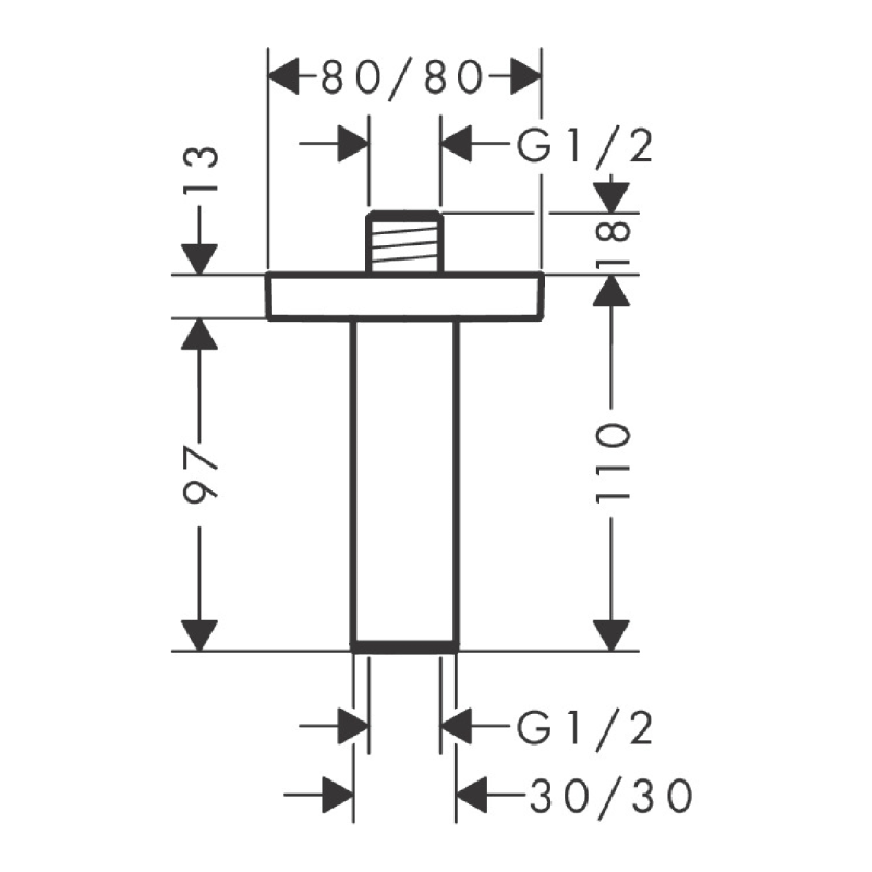 Hansgrohe PULSIFY E держательдуша потолочный, 10см, цвет черный матовый, (24338670)