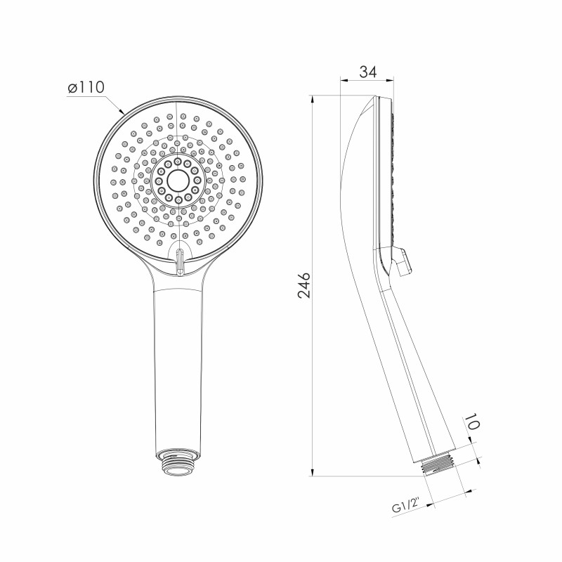 IMPRESE Душ ручний 110 мм, 4 режими, хром, (f03600101BE)