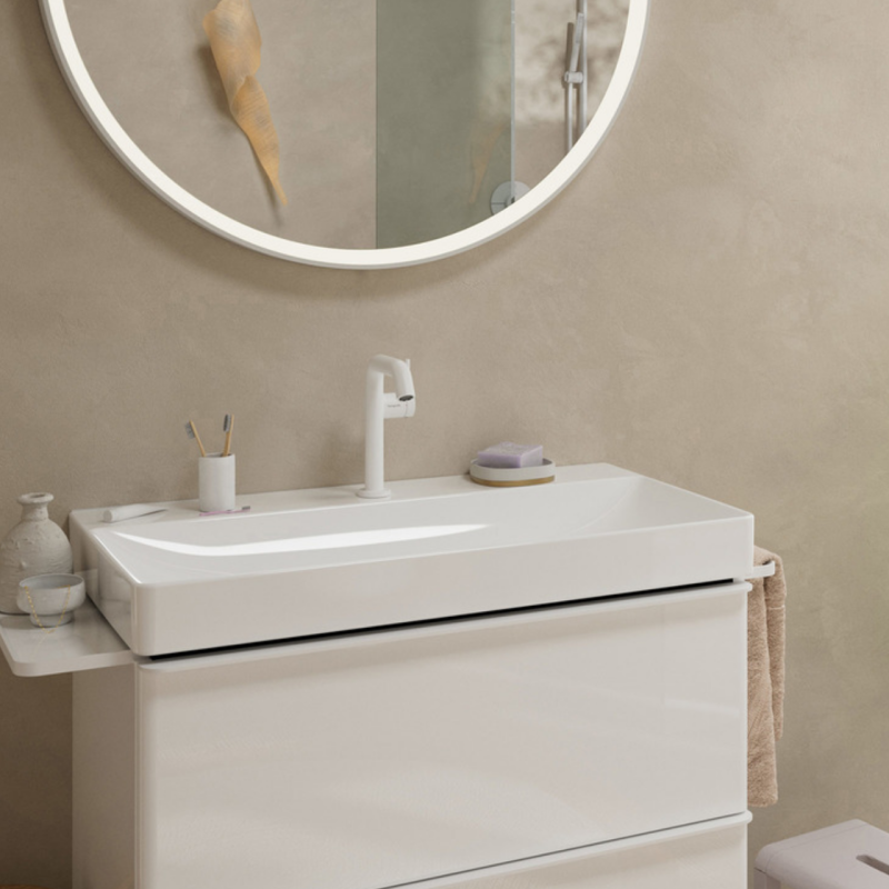 Hansgrohe TECTURIS S смеситель для умывальника 150, однорычажный,CoolStart,EcoSmart+ , push-open, цвет белыйматовый, (73340700)