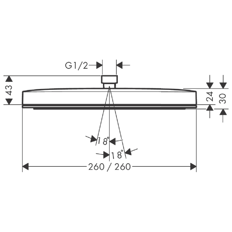 Hansgrohe PULSIFY E верхний душ 260 1jet, цвет хром, (24333000)