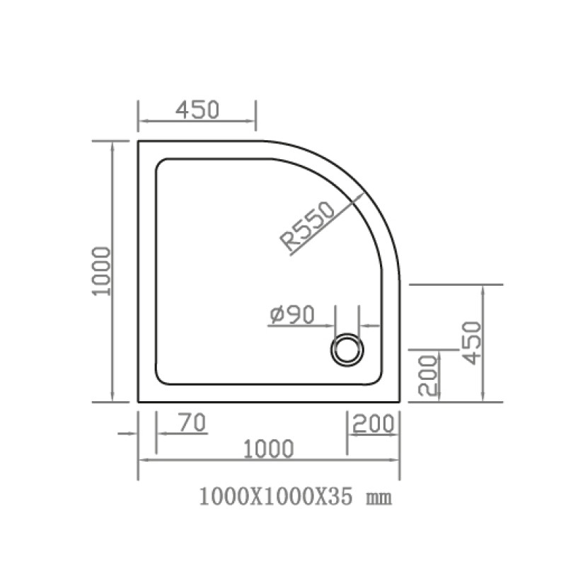 VOLLE COMPUESTO поддон 100*100*3,5см полукруглый, (4487.11101007)