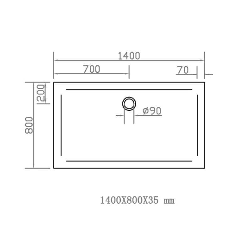 VOLLE COMPUESTO поддон 140*80*3,5см прямоугольный, (4487.13148007)