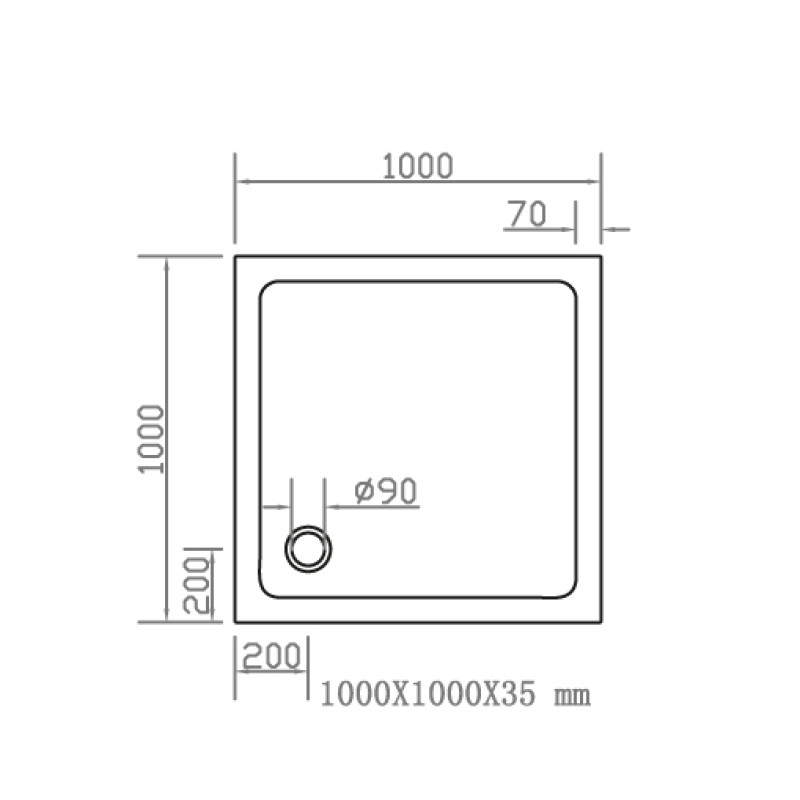 VOLLE COMPUESTO поддон 100*100*3,5см квадратный, (4487.12101007)