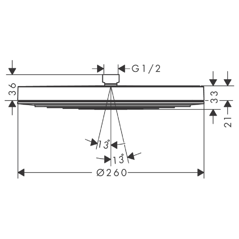 Hansgrohe PULSIFY верхний душ 260 1jet, цвет хром, (24141000)