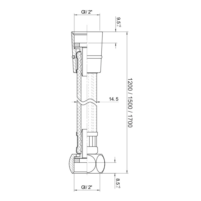 IMPRESE Шланг для душа, PVC, 1500 мм, anti-twist, блістер, (f03600101AF)