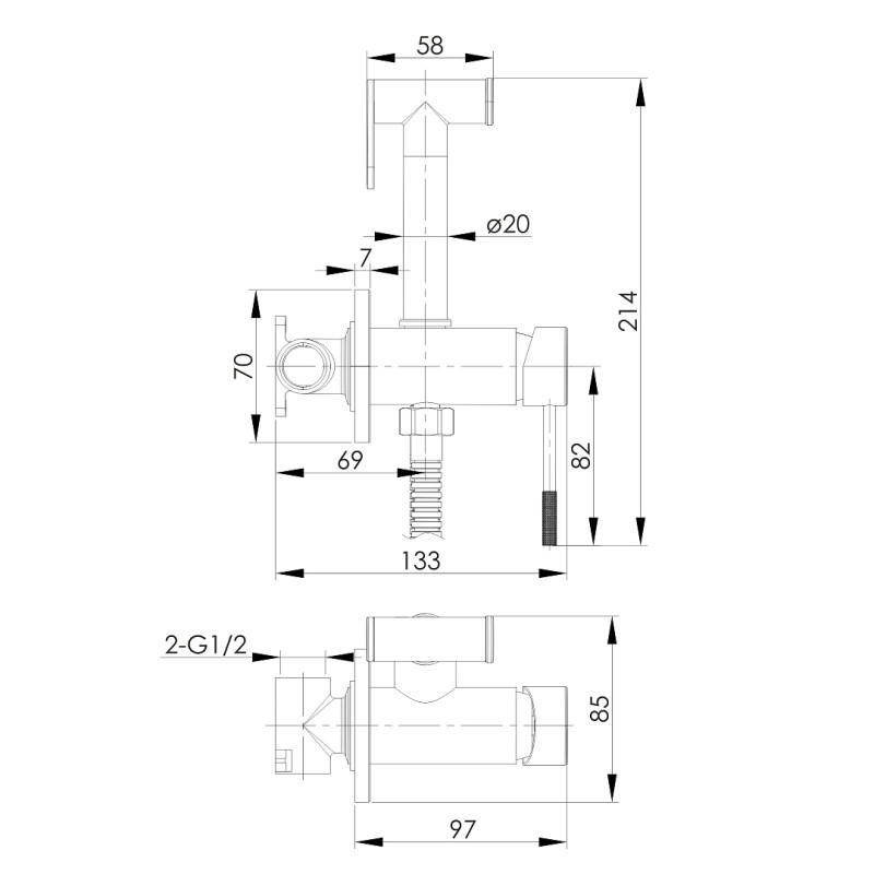 IMPRESE BRENTA гарнітур гігієнічний прихованого монтажу, брашований нікель, (ZMK082306039)