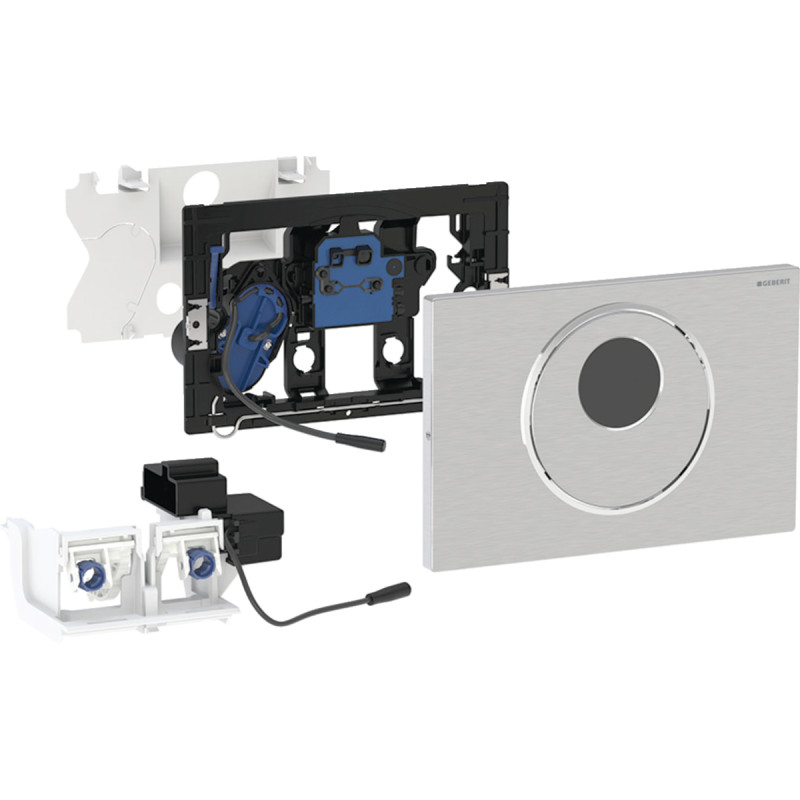 Geberit SIGMA10 ROUND змивна клавіша,автоматичне/ безконтактне/ ручне змивання, живлення від батарей, матова, легко чиститься/ декоративні кільця поліровані, (115.891.SN.6)