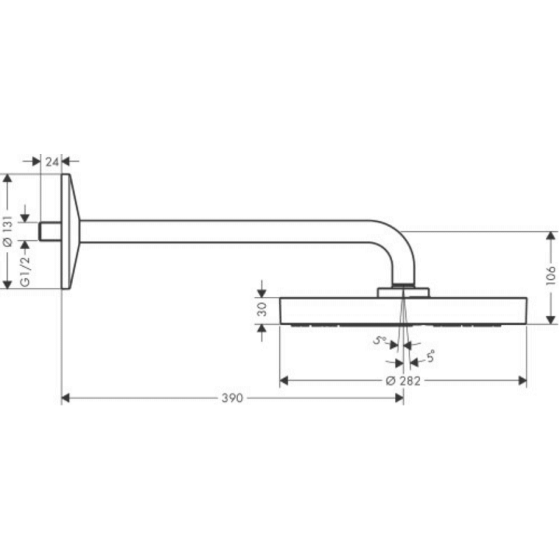 Axor ONE верхній душ 280 1jet з тримачем, колір шліфованна бронза, (48491140)