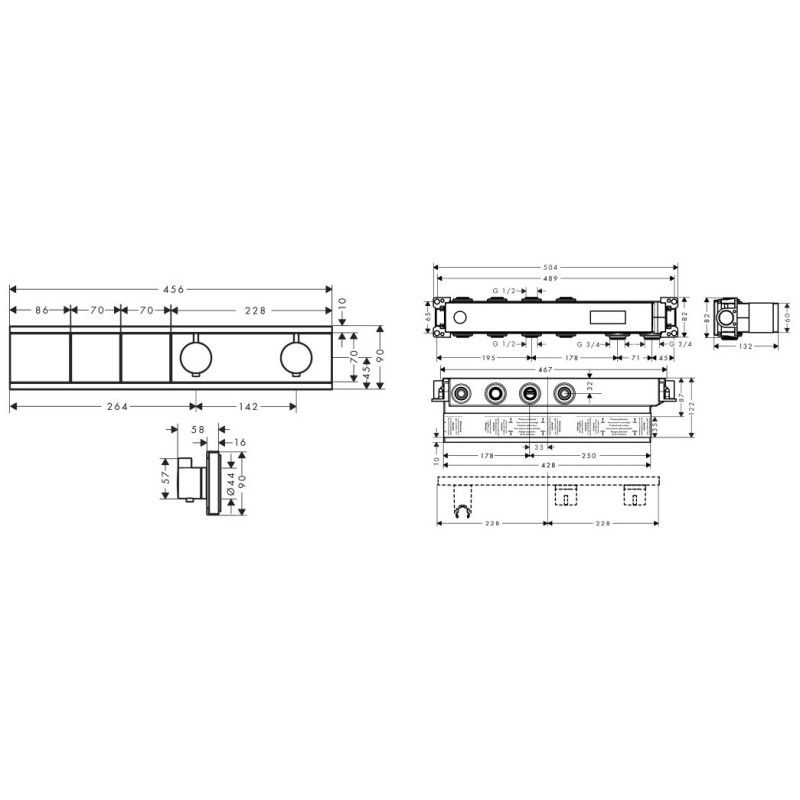 Hansgrohe RainSelect Термостат для 2х потребителей скрытого монтажа, хром+скрытая часть, (15380000+15310180)