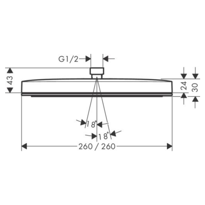 Hansgrohe PULSIFY E верхний душ 260мм1режим, цвет черный матовый, (24330670)