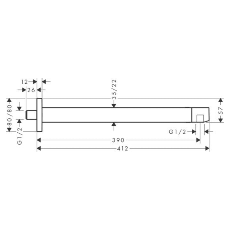 Hansgrohe PULSIFY E держатель верхнего душа, 39см, цвет хром, (24337000)