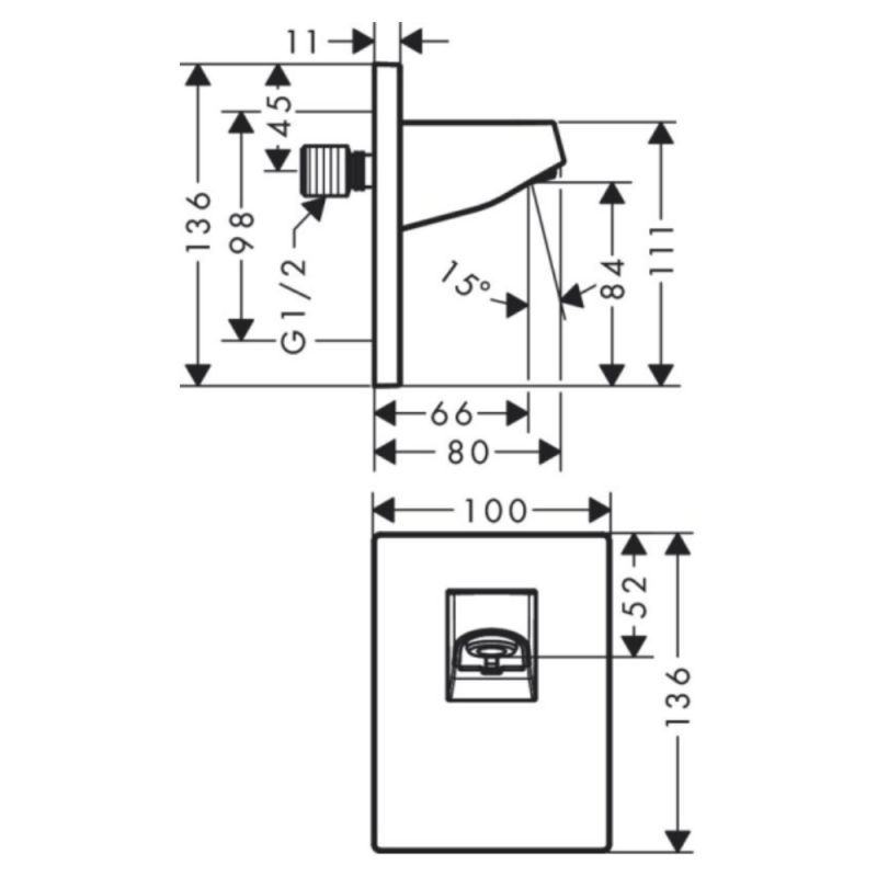 Hansgrohe PULSIFY держатель верхнего душа, цвет шлифованная бронза, (24149140)