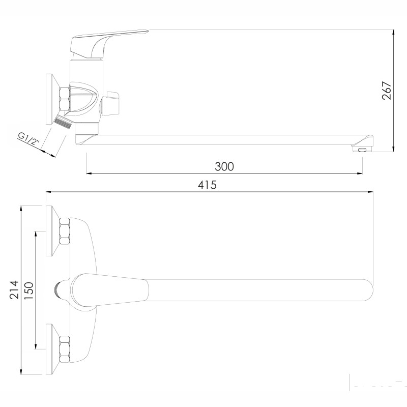 IMPRESE ORLIK змішувач для ванни L - вилив 300 мм, хром, (f03209401CB)