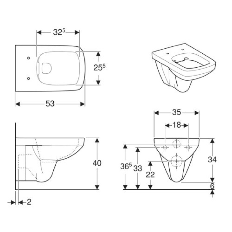 Geberit SELNOVA Square унiтаз пiдвiсний, воронкоподiбний, Rimfree, (501.458.00.7)