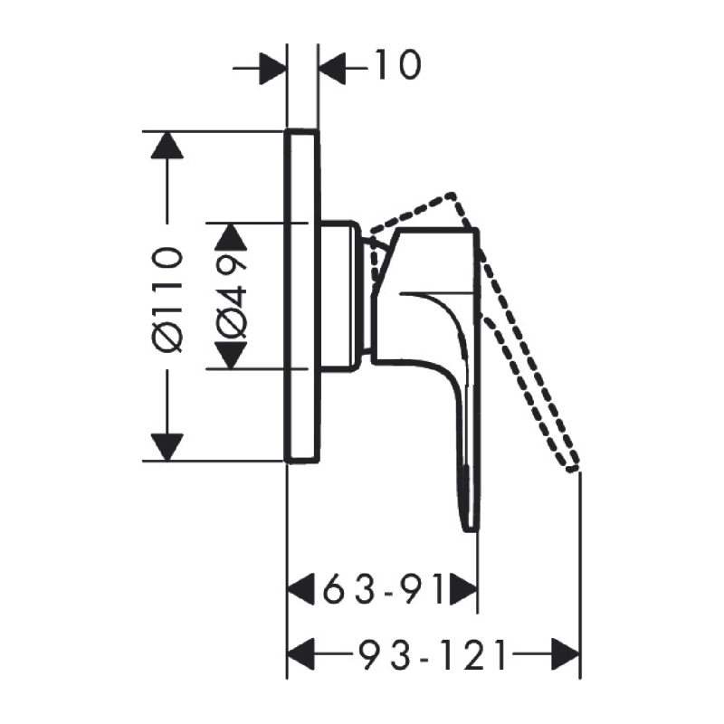 Hansgrohe REBRIS S смеситель для душа СМ, цвет черный матовый, (72649670)