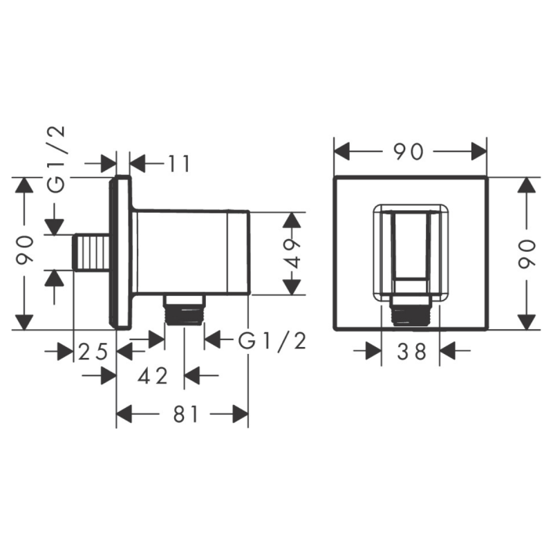 Hansgrohe FIXFIT Porter Square держатель для душа, черный матовый, (26889670)