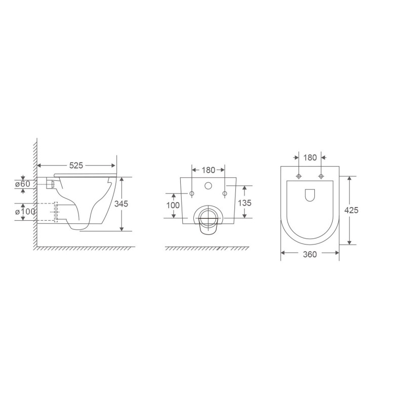 VOLLE FRANCO унітаз підвісний, Rimless, сидіння Duroplast Slim slow-closing, (1341.001000)