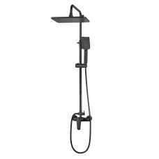 IMPRESE MODUS система душова (змішувач для душа, душ 290*190 мм ABS, лійка 110*80 мм 3 режими, штанга 140 см, шланг 1500 мм SS), чорний матовий, (f03008210SS)
