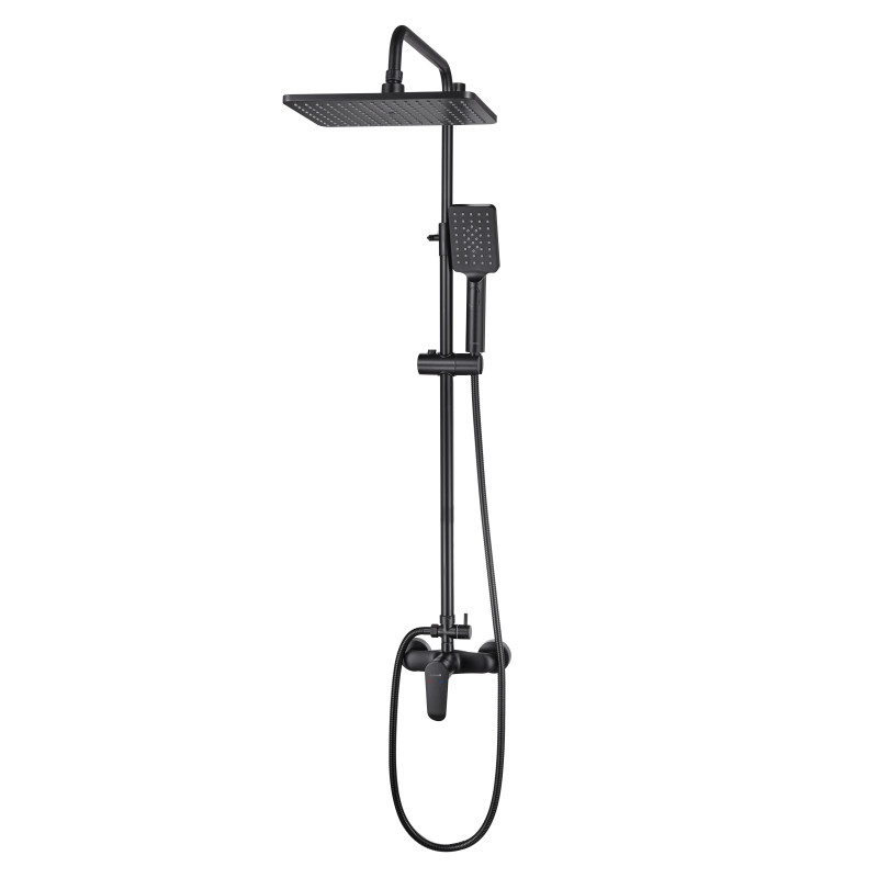 IMPRESE MODUS система душова (змішувач для душа, душ 290*190 мм ABS, лійка 110*80 мм 3 режими, штанга 140 см, шланг 1500 мм SS), чорний матовий, (f03008210SS)
