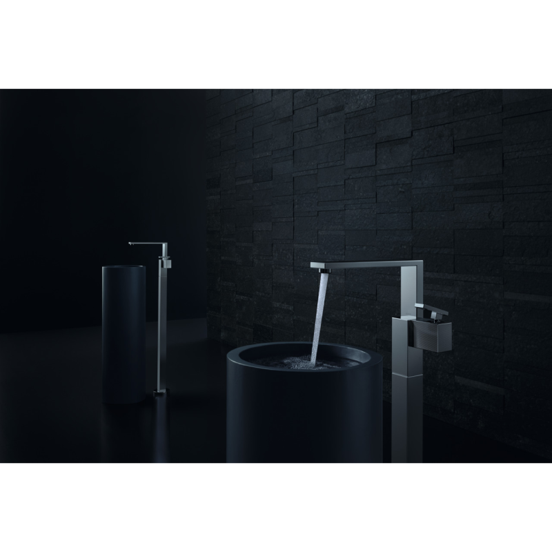 Axor EDGE змішувач для умивальника, одноважільний, підлоговий, зі зливним гарнітуром push-open, Diamond cut, хром, (46041000)