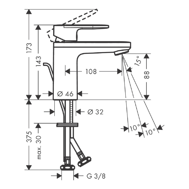 Hansgrohe VERNIS BLEND смеситель для умывальника 100 однорычажный, со сливным набором, хром, (71571000)