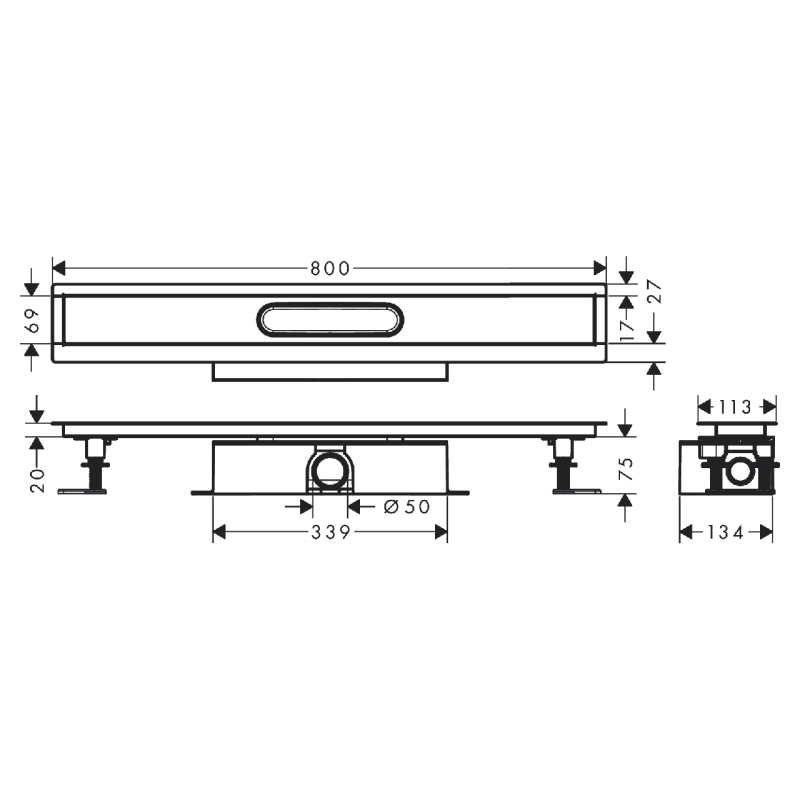 Hansgrohe UBOX UNIVERSAL монтажный комплект для каналов ø50 800мм, (56024180)