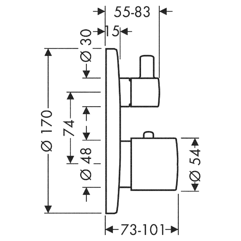 Axor UNO термостат для 2-х потребителей, скрытый монтаж, полированное золото, (38720990)