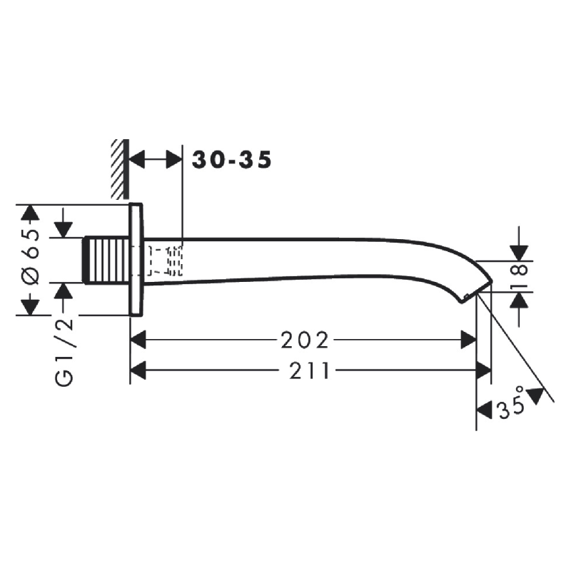 Hansgrohe VIVENIS вилив для ванни, 202 мм, бiлий матовий, (75410700)