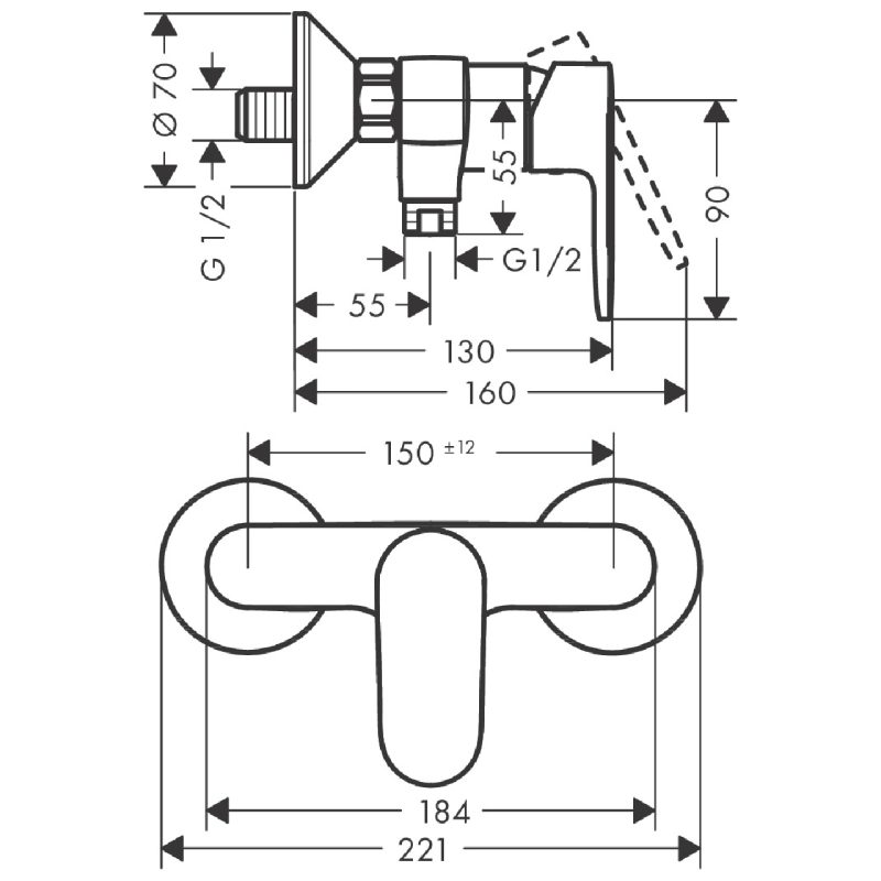 Hansgrohe VERNIS BLEND смеситель для душа, хром, (71646000)