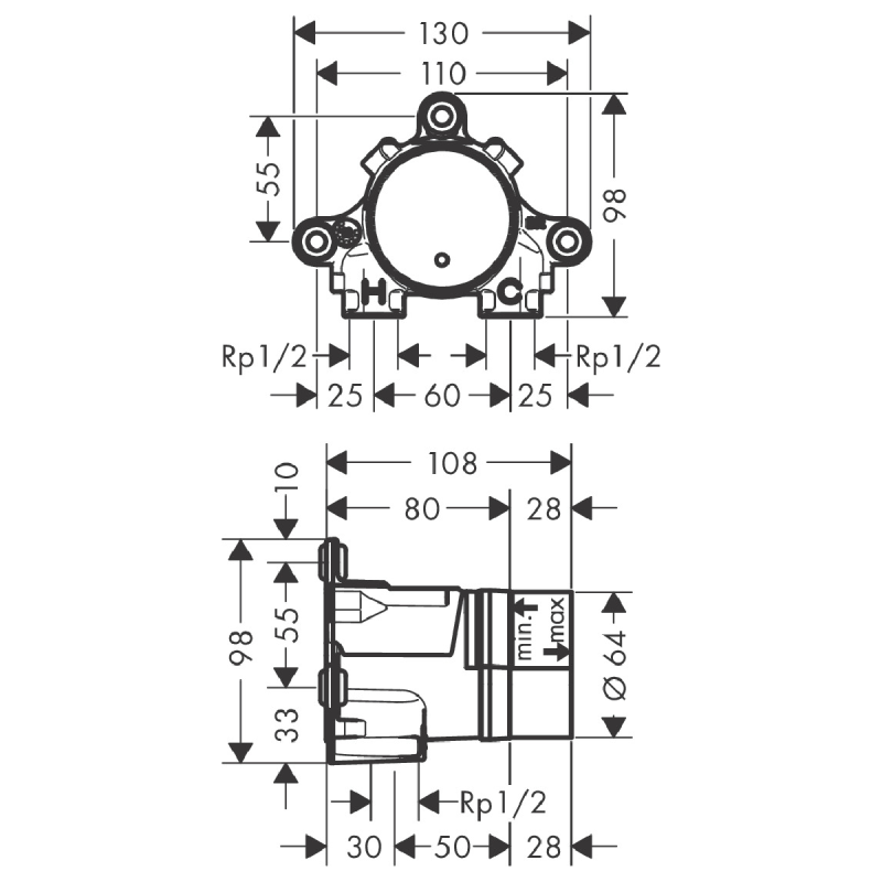 Axor ONE внутрiшня частина для змiшувача, прихований монтаж, (13625180)