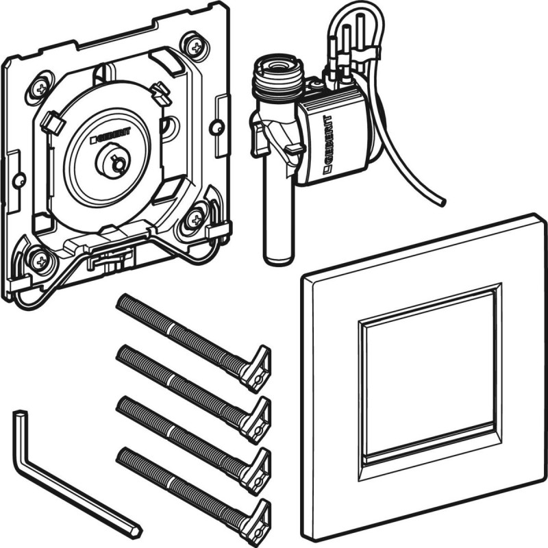 Geberit TYPE20 SQUARE система керування пісуаром із пневматичним запуском змивання, змивна клавіша типу 20, білий, (116.017.KJ.1)
