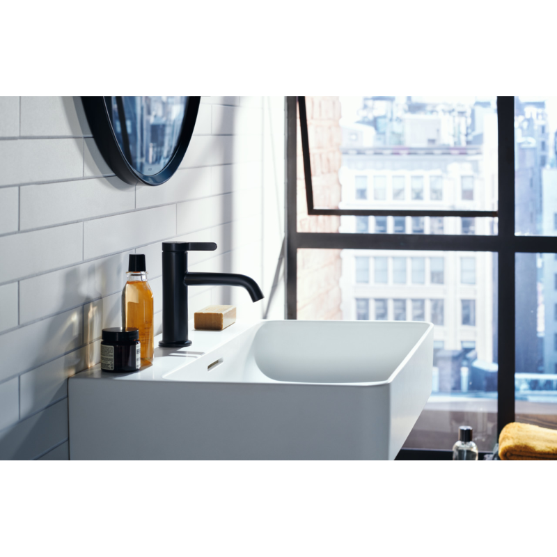 Axor ONE смеситель для умывальника 70, однорычажный, со сливным гарнитуром, черный матовый, (48001670)