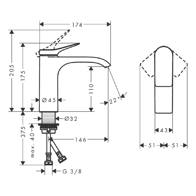 Hansgrohe VIVENIS смеситель для умывальника 110, однорычажный, без сливного гарнитура, хром, (75022000)