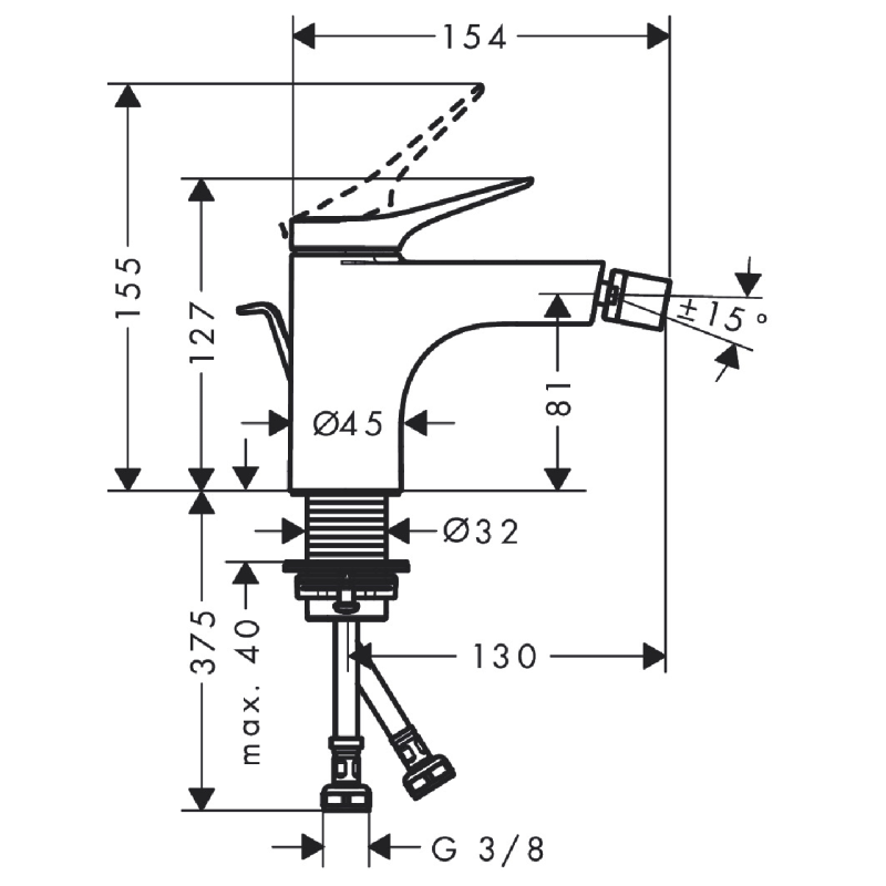 Hansgrohe VIVENIS смеситель для биде, однорычажный, со сливным гарнитуром pop-up, белый матовый, (75200700)