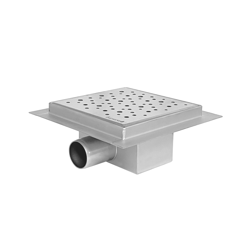IMPRESE i-FLOW S трап водовідвідний, сухий затвор, AISI 304, відведення Ø40/50, решітка перфорована i04, 150*150 мм, (d44150S04)