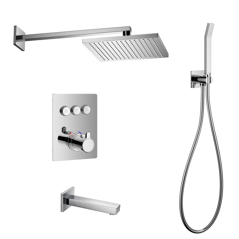IMPRESE SMART CLICK система душова прихованого монтажу, термостат 3 функції, форма Q (ZMK101901235+ZMK101901220+ZMK101901221+ZMK101901230), хром, (ZMK101901229)