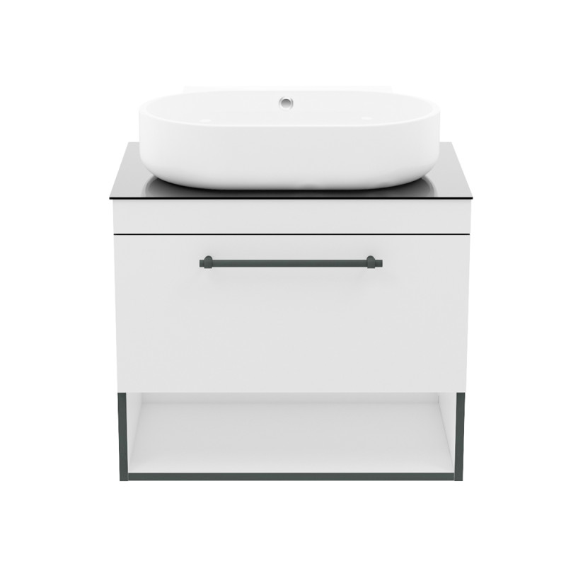 IMPRESE BLACK EDGE тумба подвесная 70см со столешницей 1 ящик, белая, (f32117W(1))