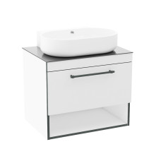 IMPRESE BLACK EDGE комплект меблів 70см, білий: тумба підвісна зі стільницею 1 ящик + умивальник накладний i32119(2), (f32117W)