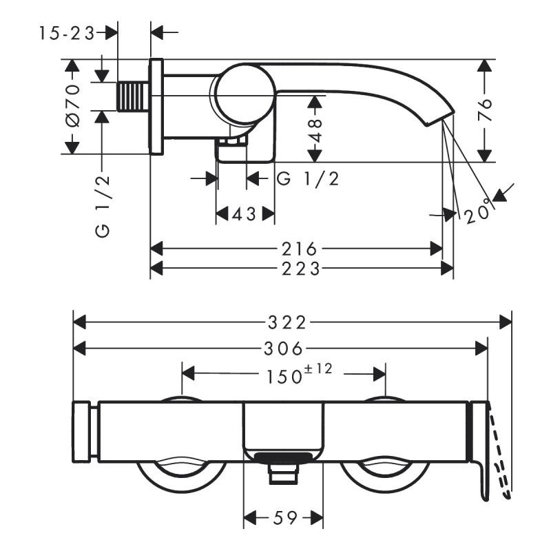 Hansgrohe VIVENIS змішувач для ванни, (75420000)