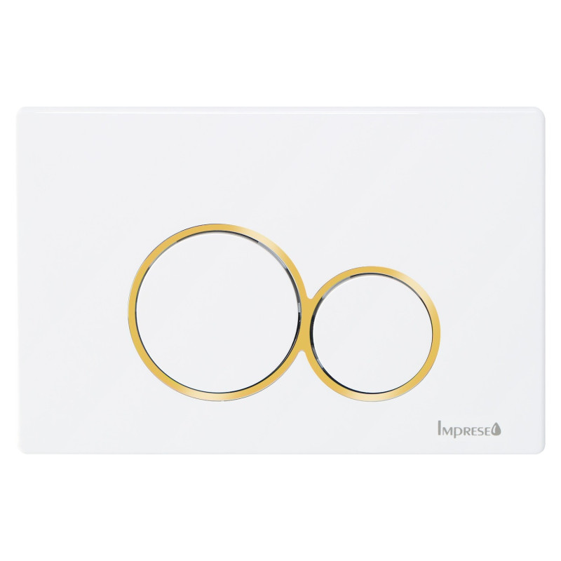 IMPRESE i7117, клавиша смыва, белый глянец, вставка золото, пластик, (i7117PW)