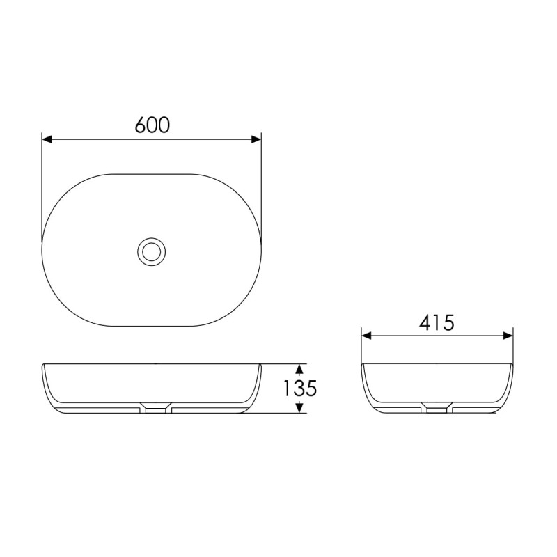 IMPRESE JESS умивальник накладний матовий 60*41,5*13,5см, grey, (i11326MG)