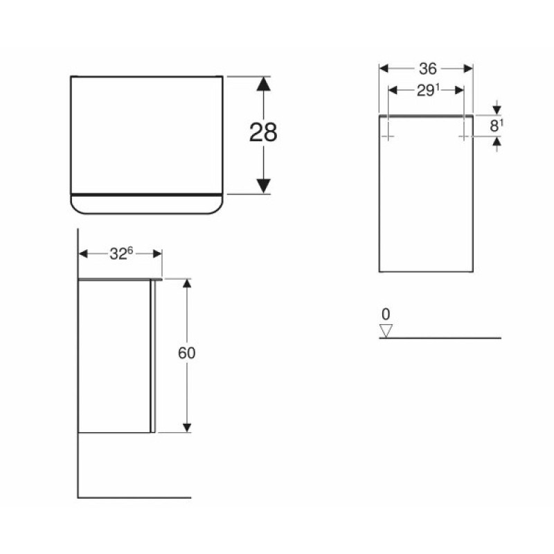 Geberit SMYLE SQUARE тумба 36*60*32,6см, с 1й дверцей, орех тёмный/меламин со структурой дерева, лава/с матовым порошковым покрытием, дверь=сторона открытия, (500.360.JR.1)