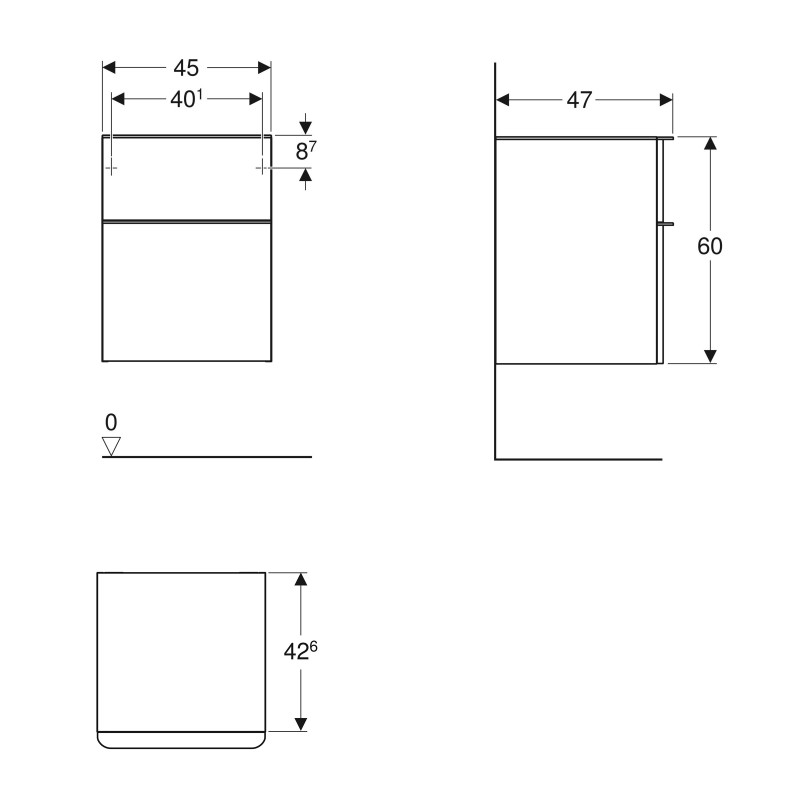 Geberit SMYLE SQUARE тумба 45*60*47см, с 2мя ящ., орех тёмный/меламин со структурой дерева, лава/с матовым порошковым покрытием, (500.357.JR.1)