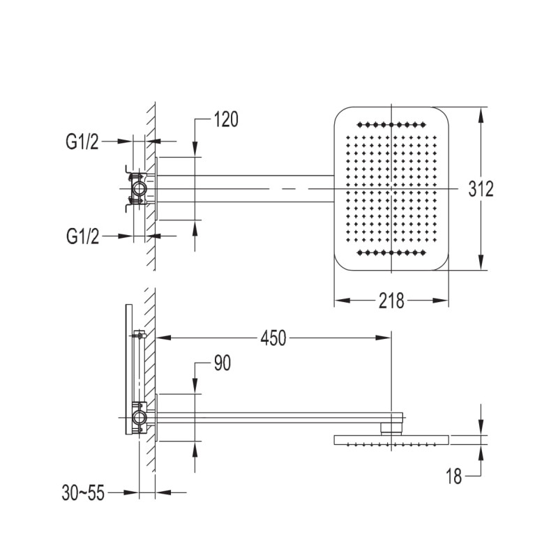 IMPRESE SMART CLICK система душова прихованого монтажу (ZMK101901202 + ZMK101901100 + ZMK101901101(NO:1-2) + ZMK101901101(NO:2-2)), хром, (ZMK101901206)